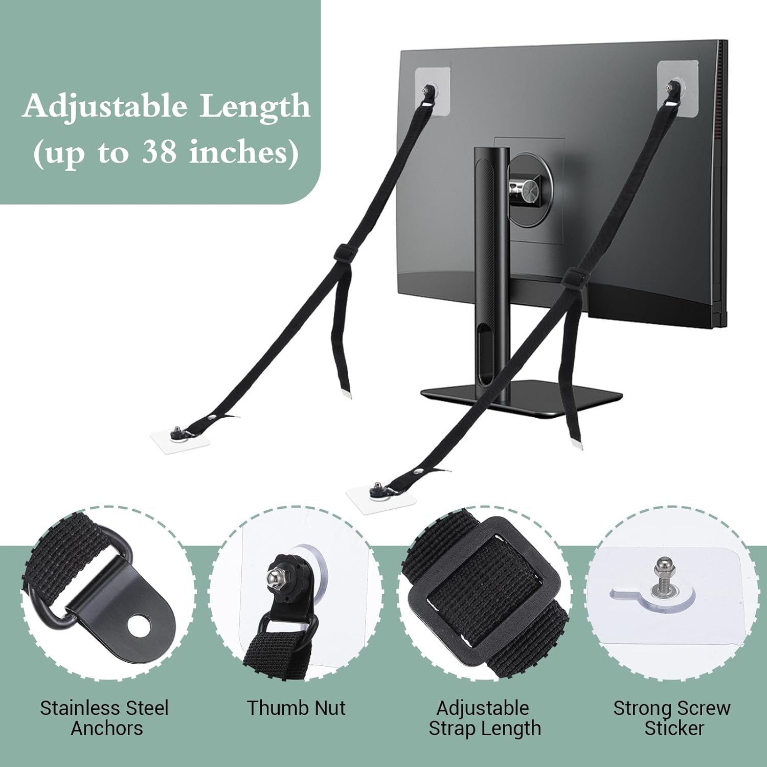 Adjustable TV Safety Straps, N - đánh giá và giá Earthquake Anchor Strap