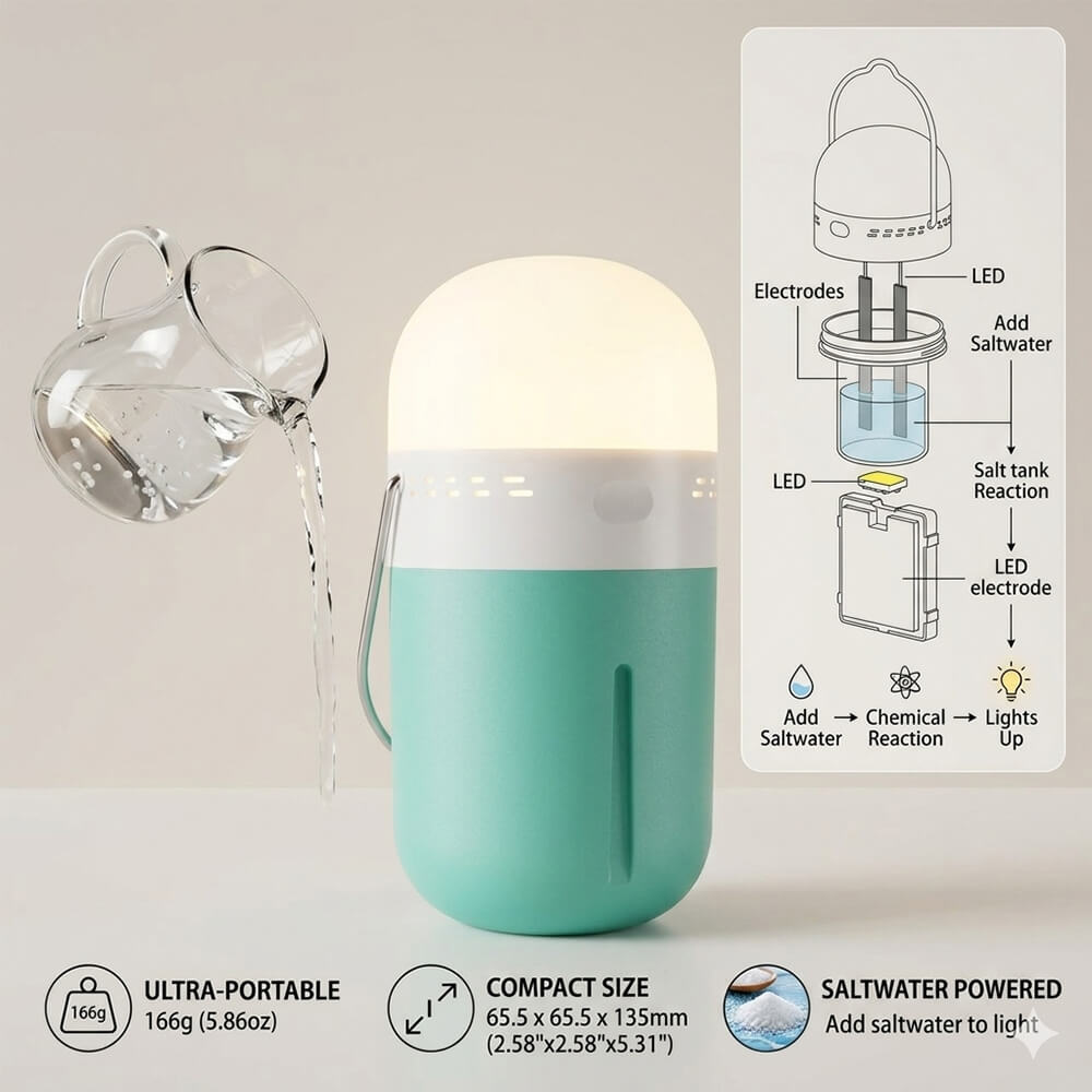 Portable Saline Lamp Compact 6 - đánh giá và giá Power Outage Light